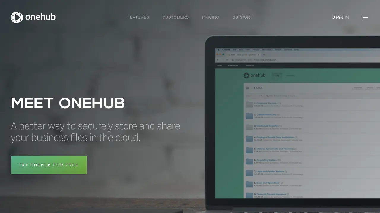 Screenshot of Onehub
