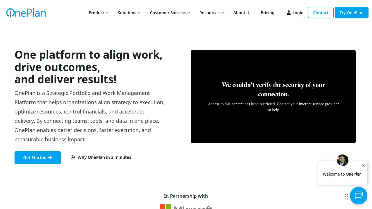 Screenshot of OnePlan