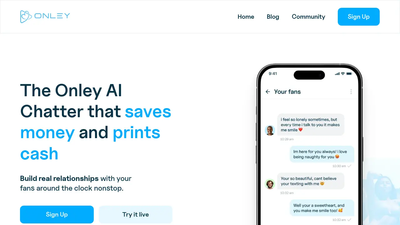 Screenshot of Onley AI