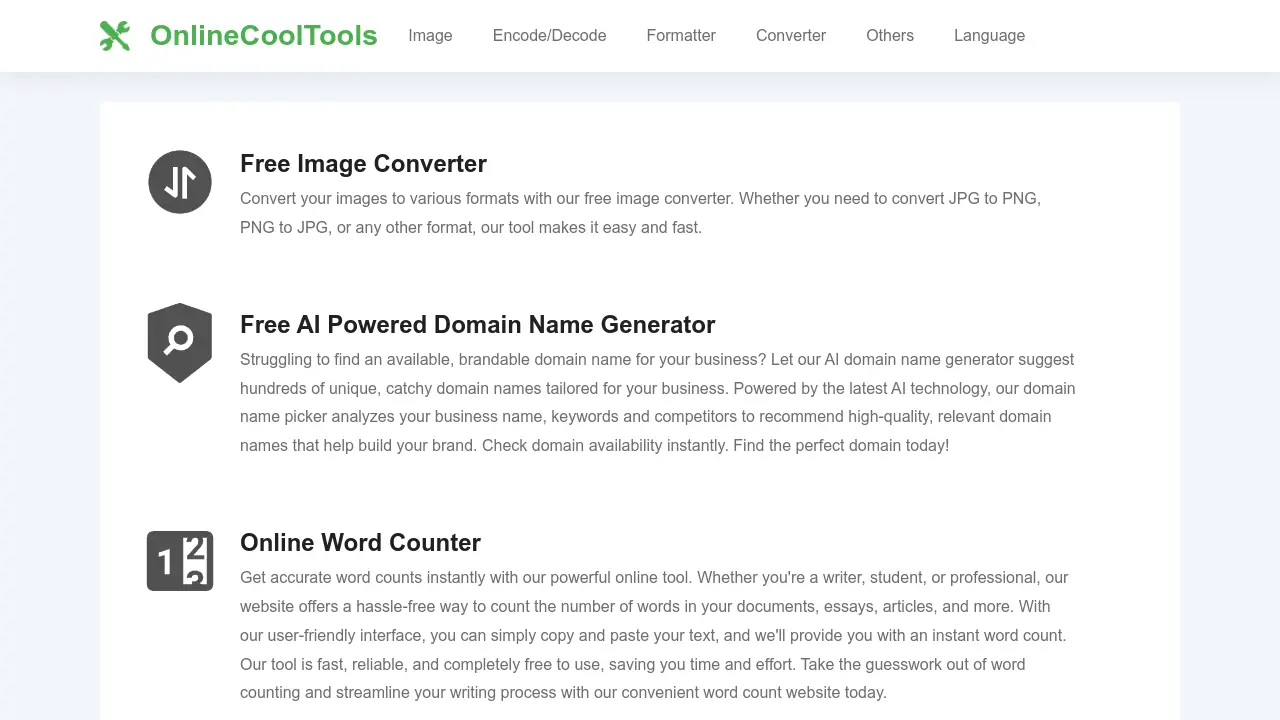 Screenshot of OnlineCoolTools