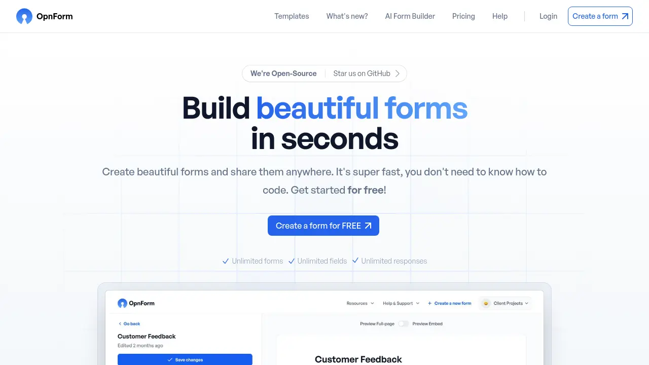 Screenshot of OpnForm