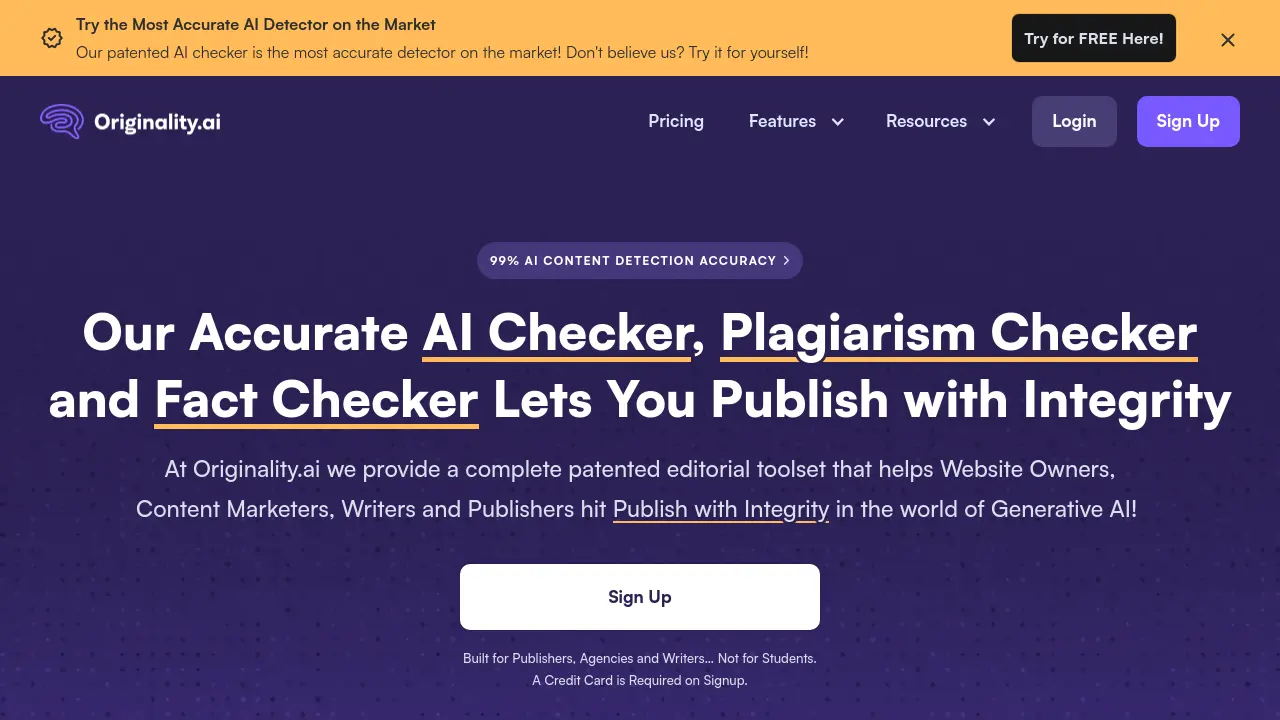 Screenshot of Originality.ai