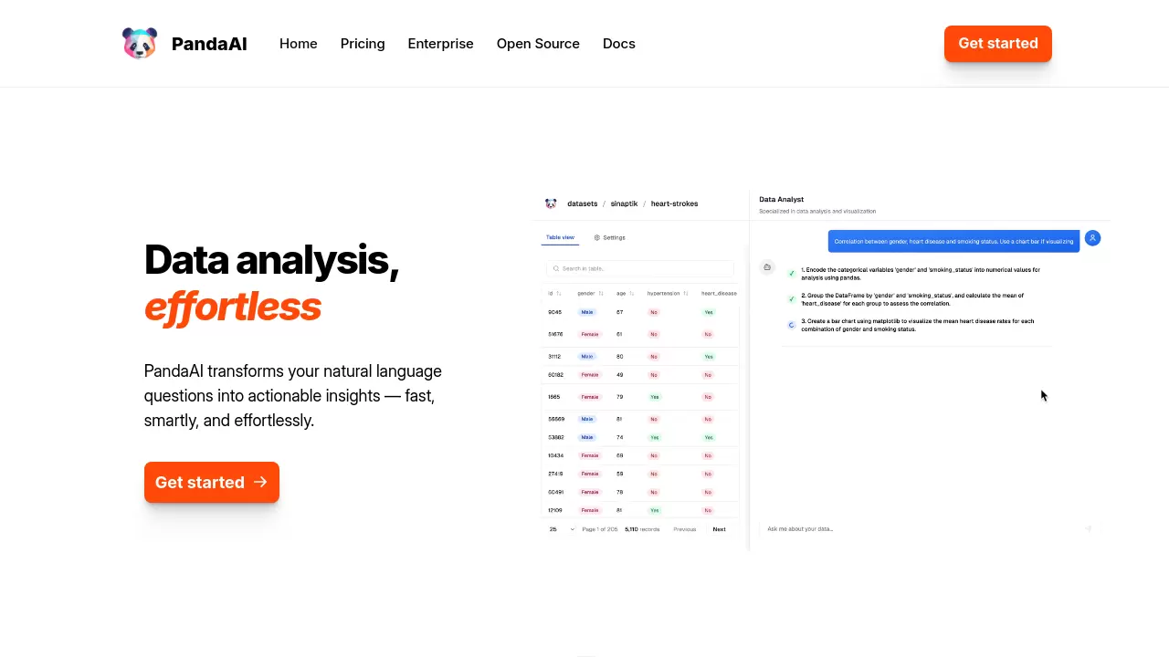 Screenshot of PandaAI