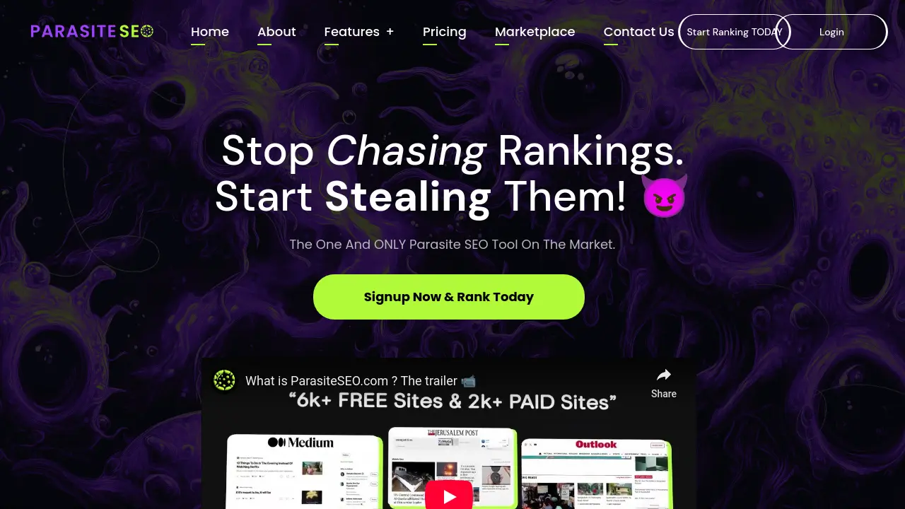 Screenshot of ParasiteSEO