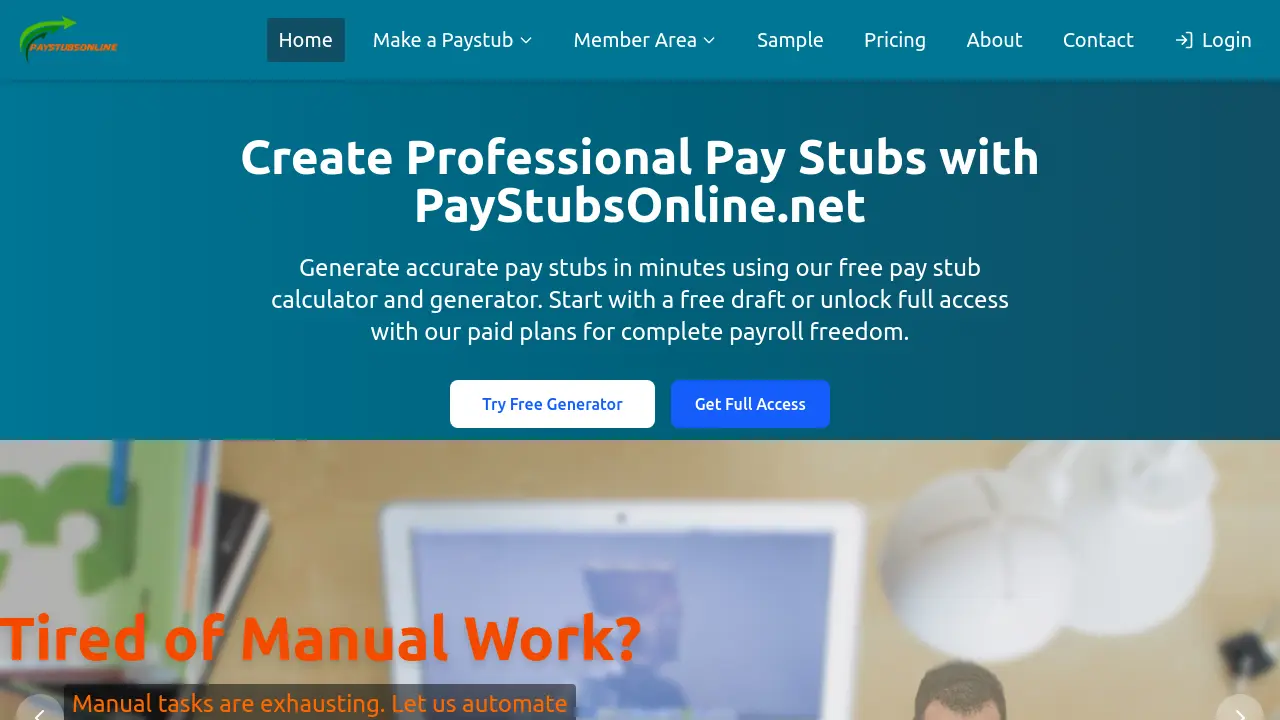 Screenshot of PayStubsOnline.net