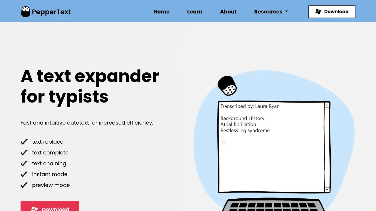 Screenshot of PepperText