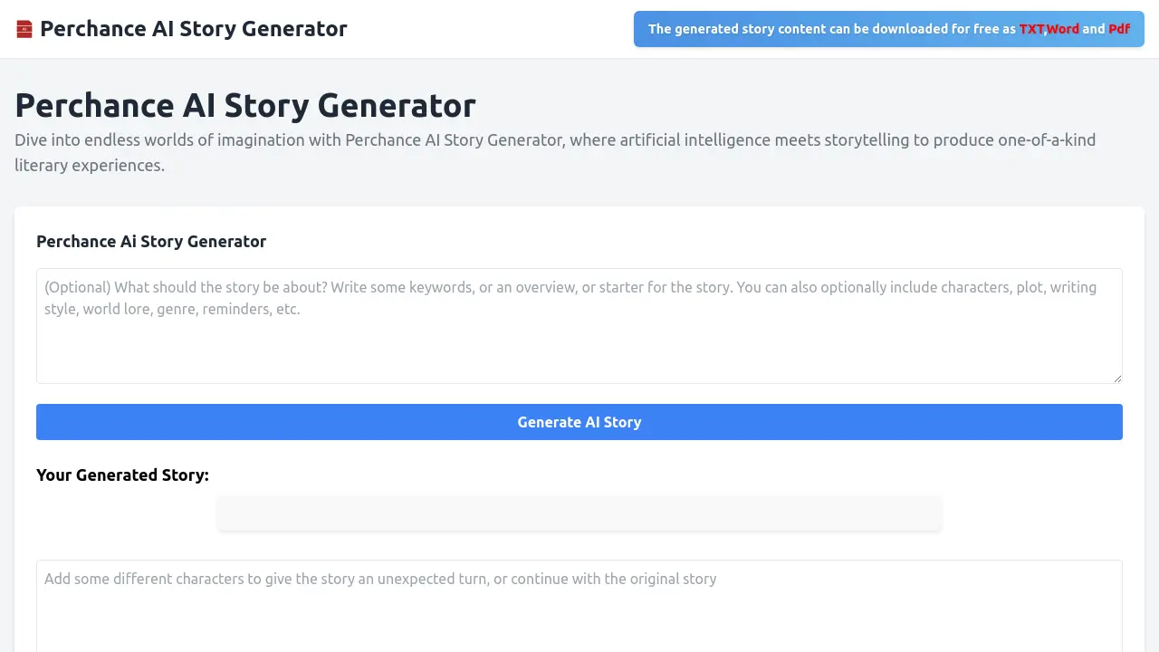 Screenshot of Perchance AI Story Generator