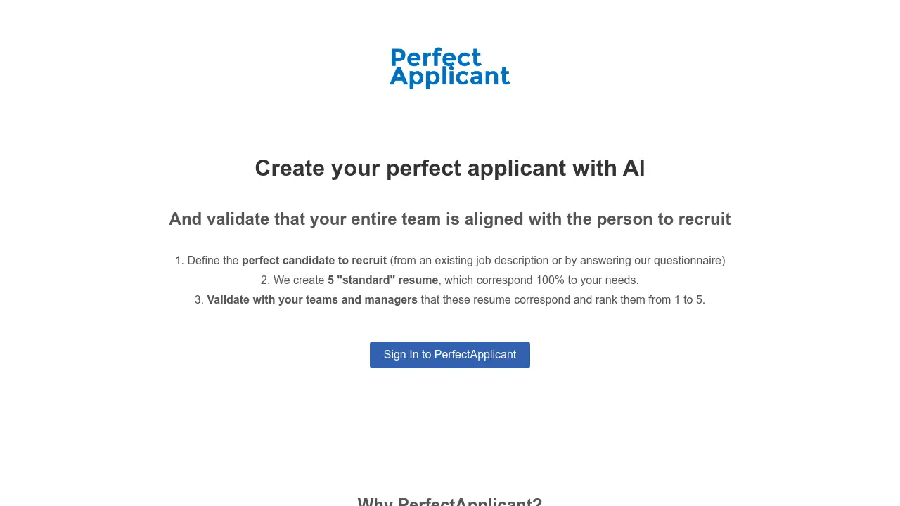 Screenshot of PerfectApplicant