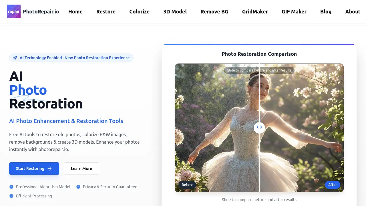 Screenshot of PhotoRepair.io