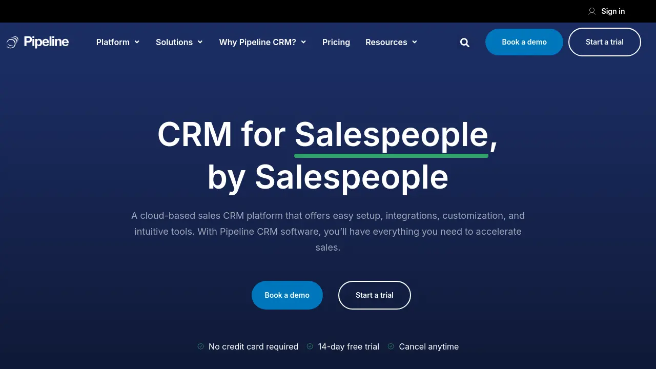 Screenshot of Pipeline CRM