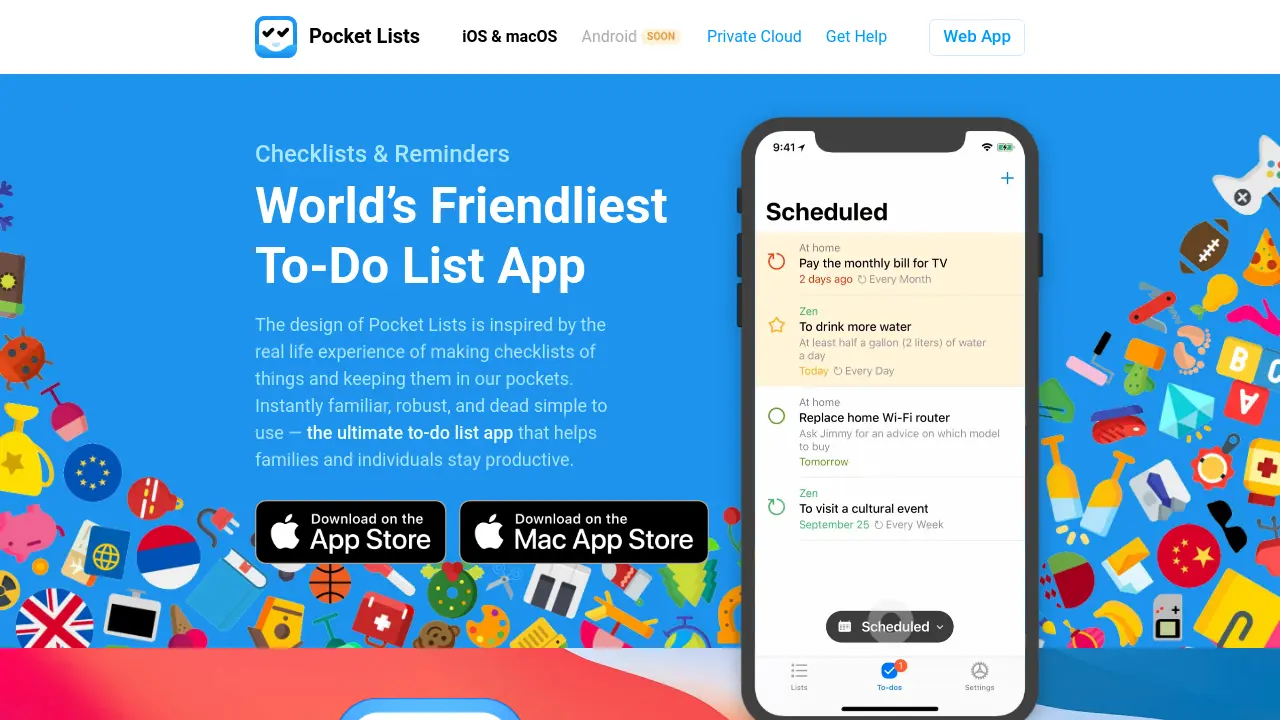 Screenshot of Pocket Lists