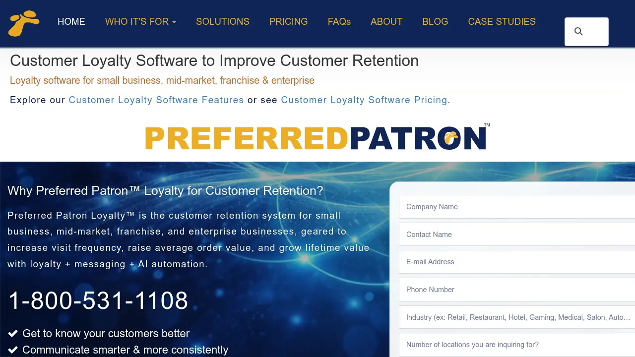 Screenshot of Preferred Patron