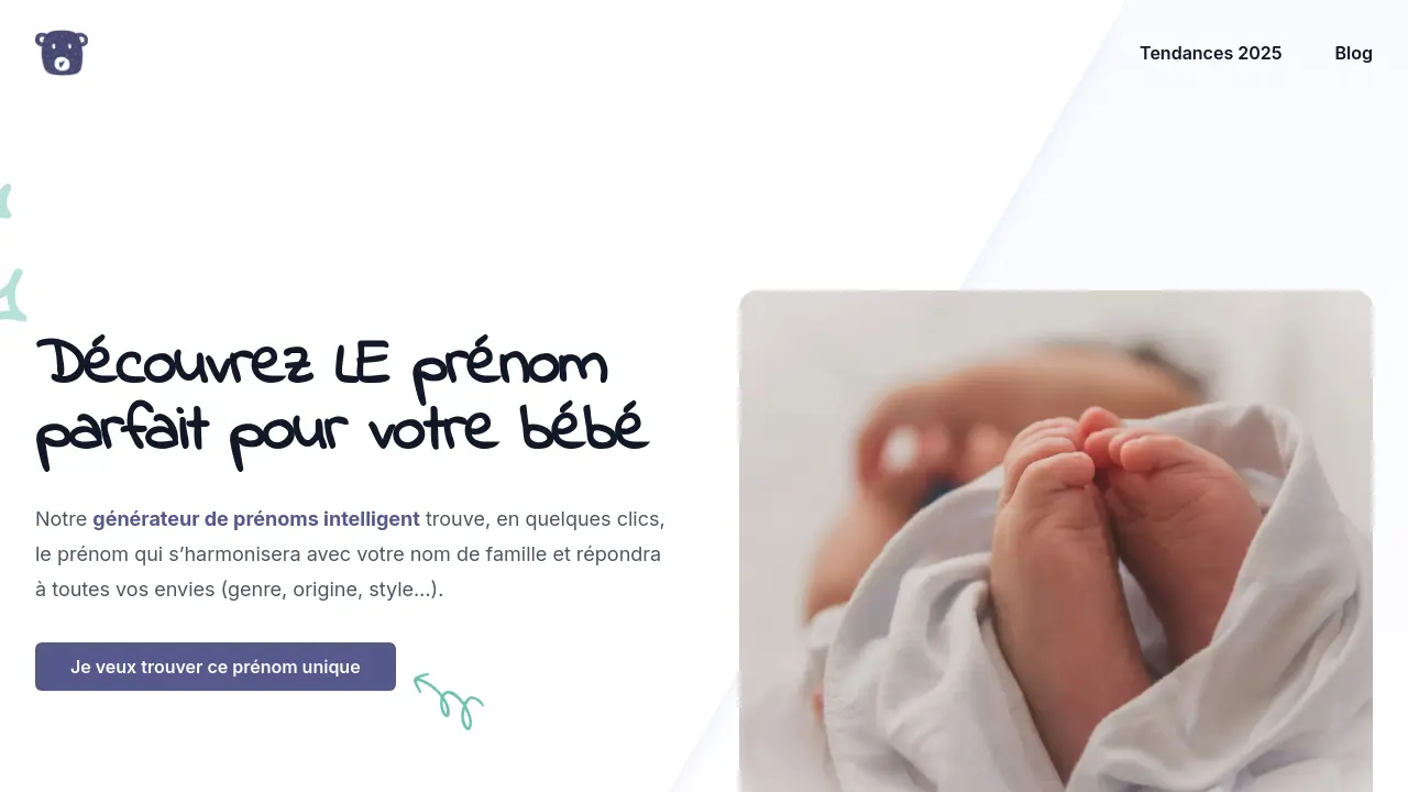 Screenshot of Prénom Bébé Parfait
