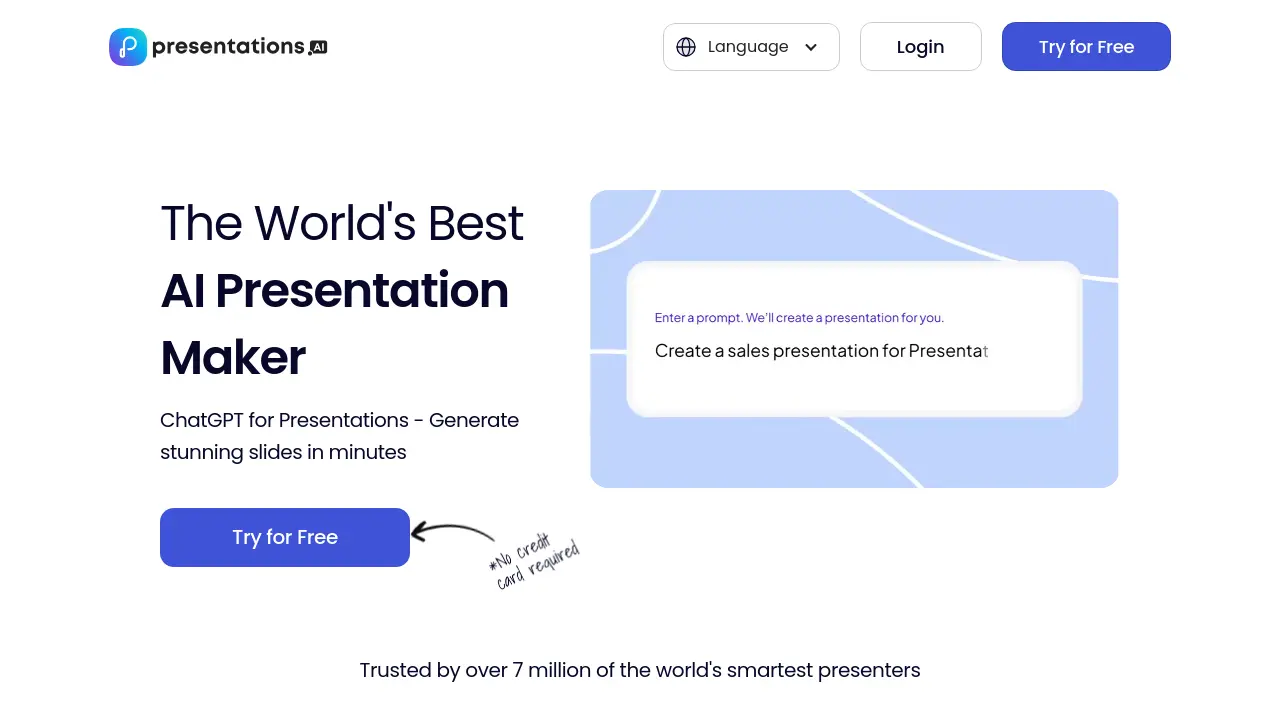 Screenshot of Presentations.AI