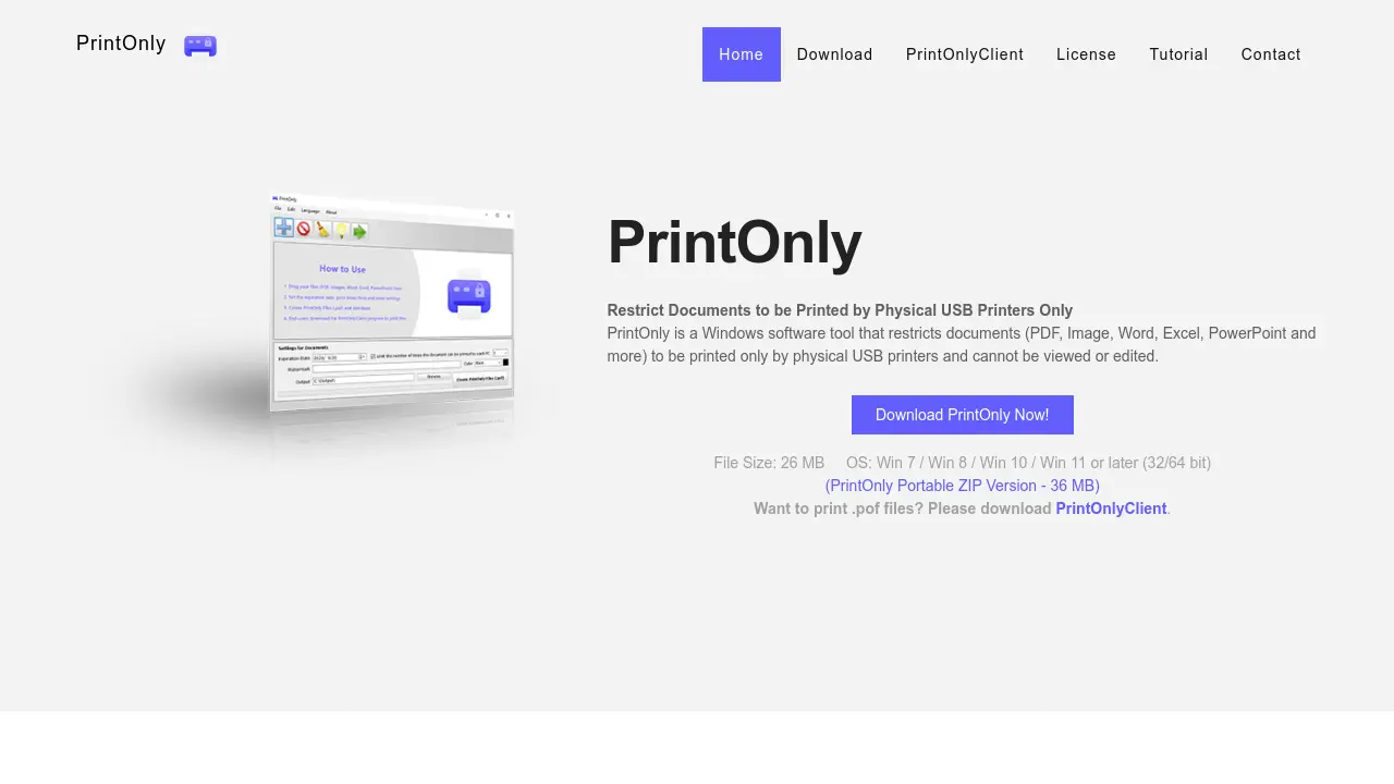 Screenshot of PrintOnly