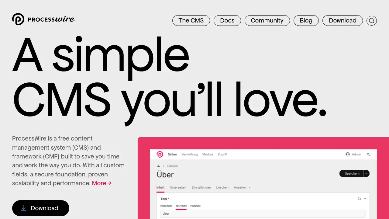 Screenshot of ProcessWire