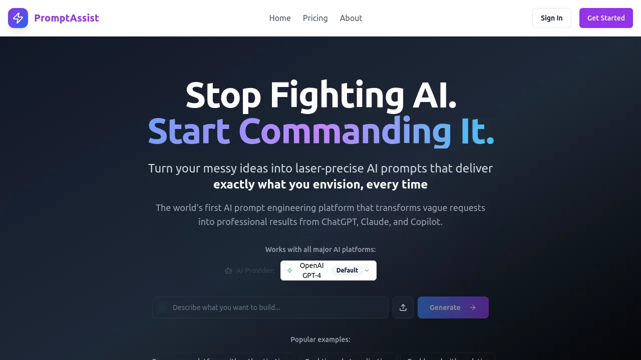 Screenshot of prompt-assist.com