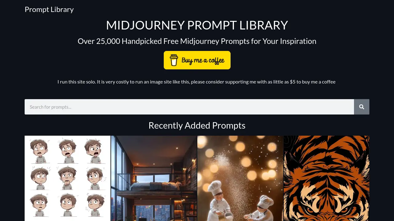 Screenshot of Prompt Library