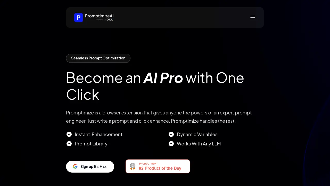 Screenshot of PromptimizeAI