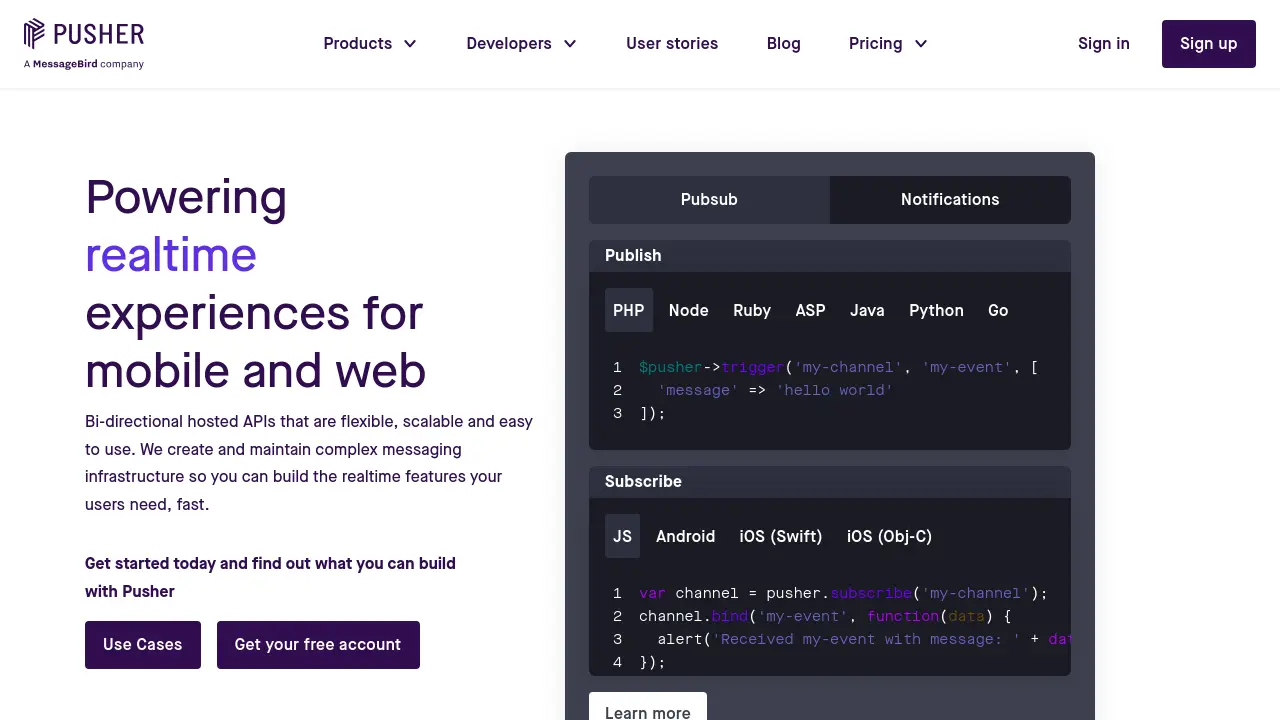 Screenshot of Pusher