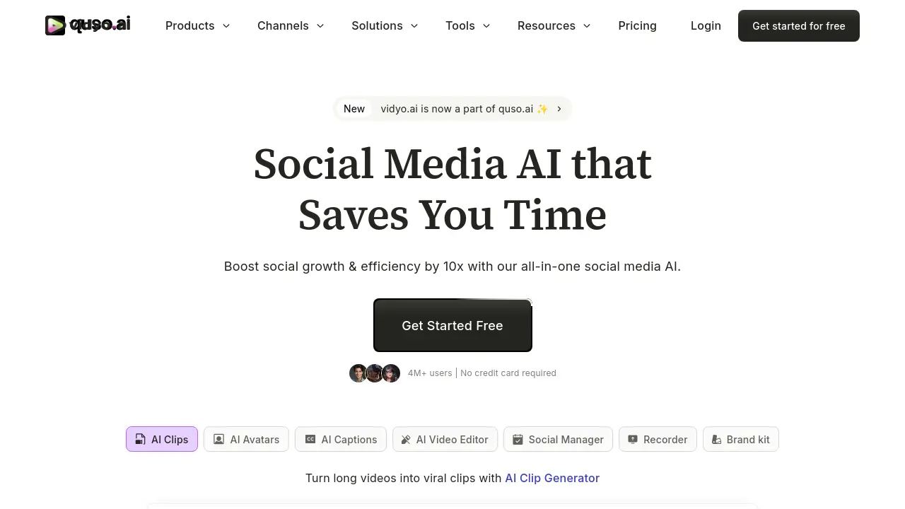 Screenshot of quso.ai