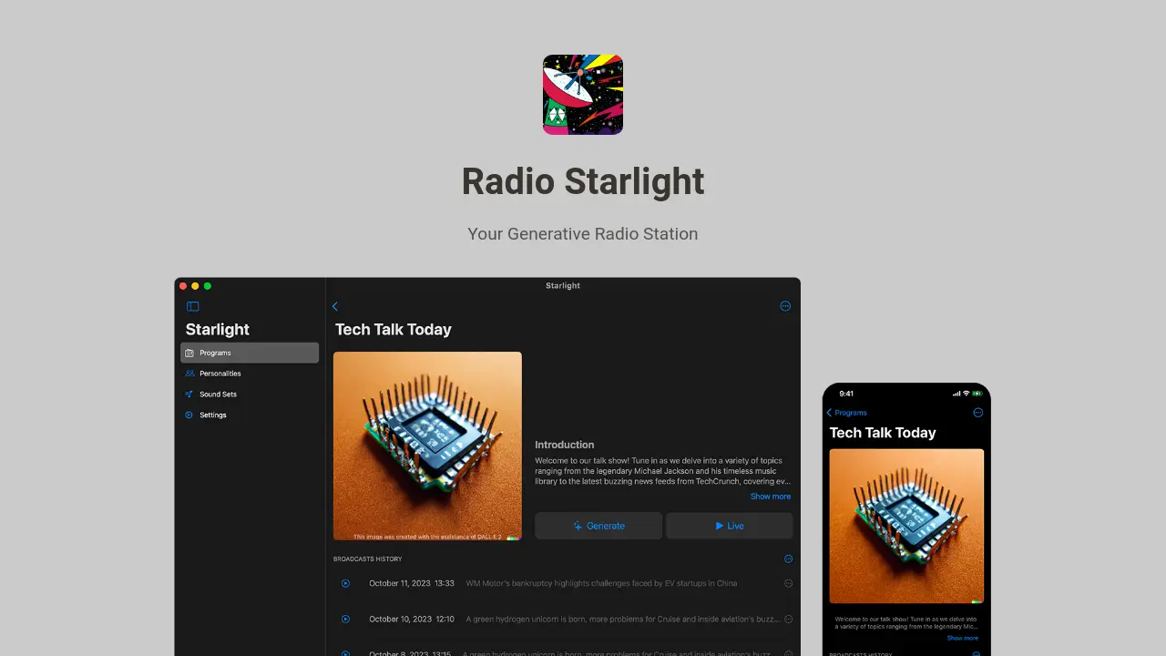 Screenshot of Radio Starlight