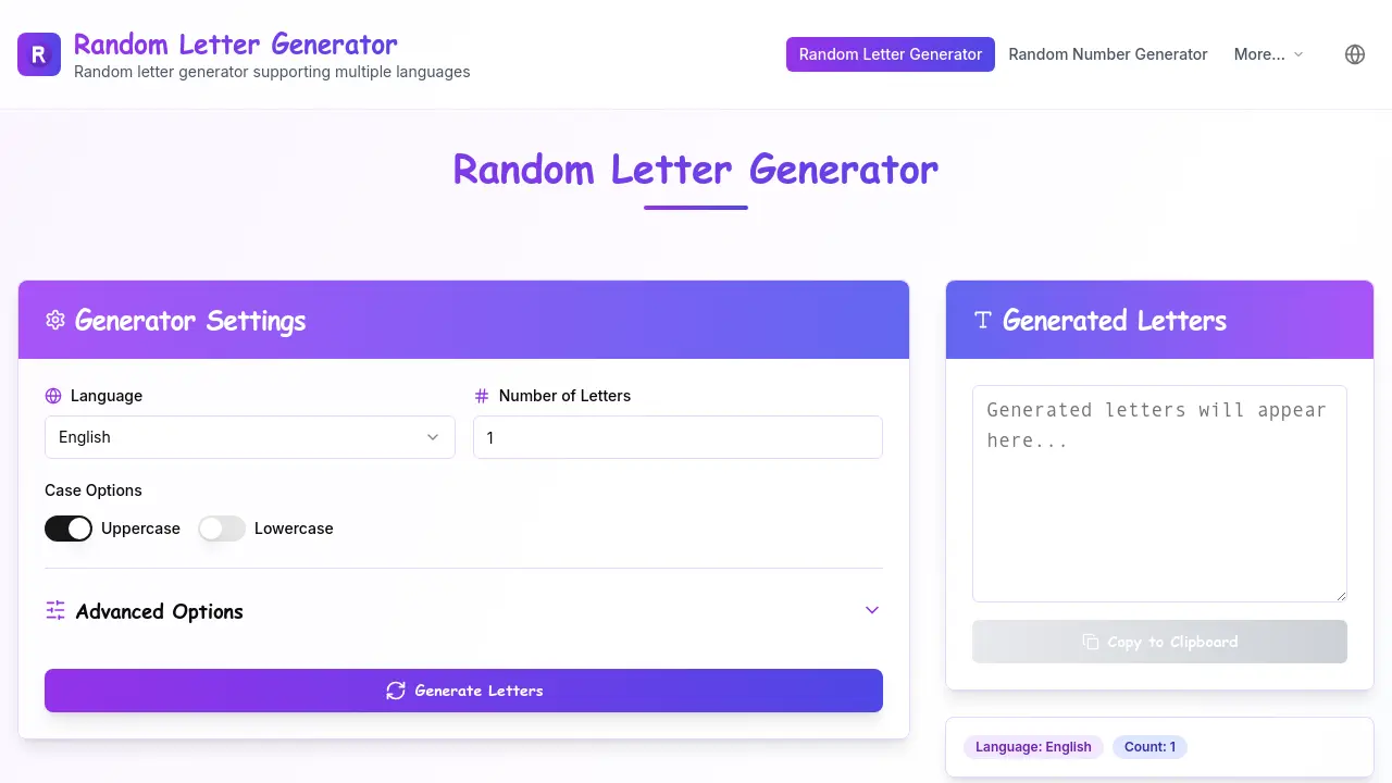 Screenshot of Random Letter Generator