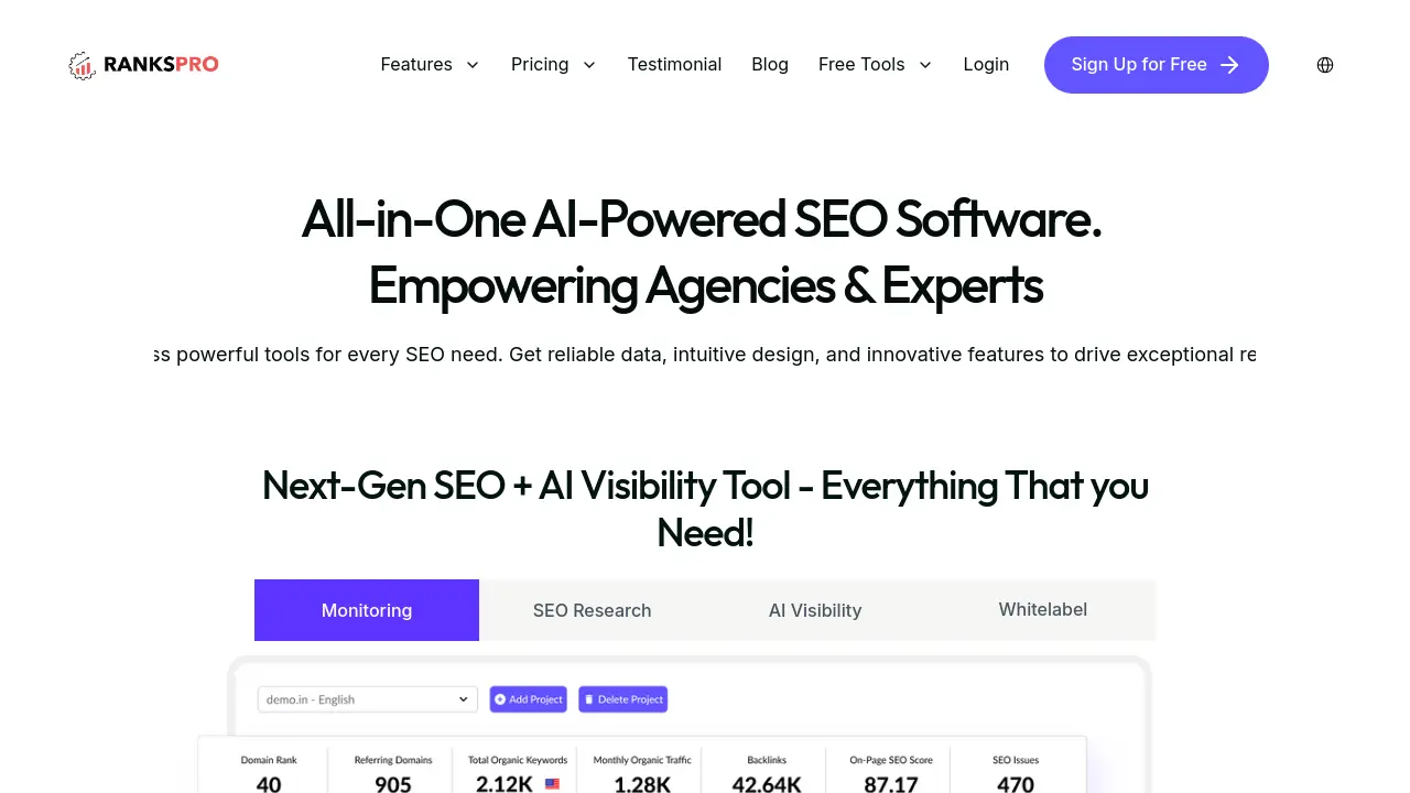 Screenshot of RanksPro.io