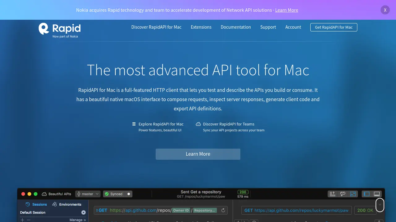Screenshot of RapidAPI for Mac