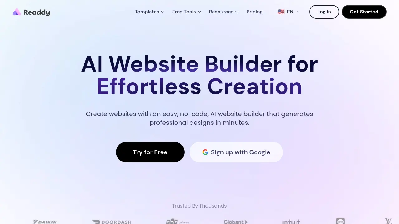 Screenshot of Readdy