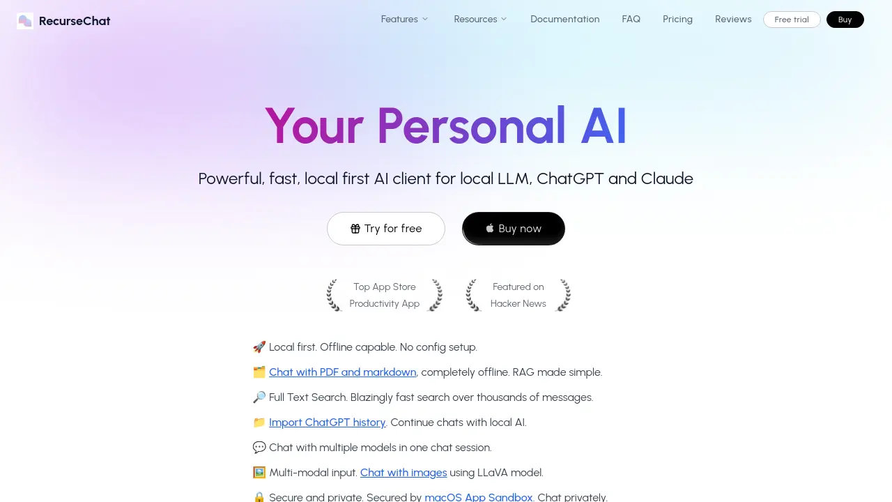 Screenshot of RecurseChat