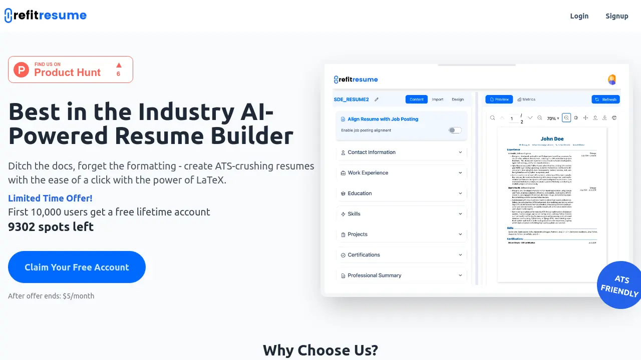 Screenshot of Refit Resume