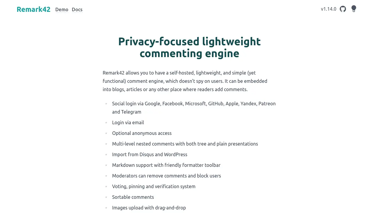 Screenshot of Remark42