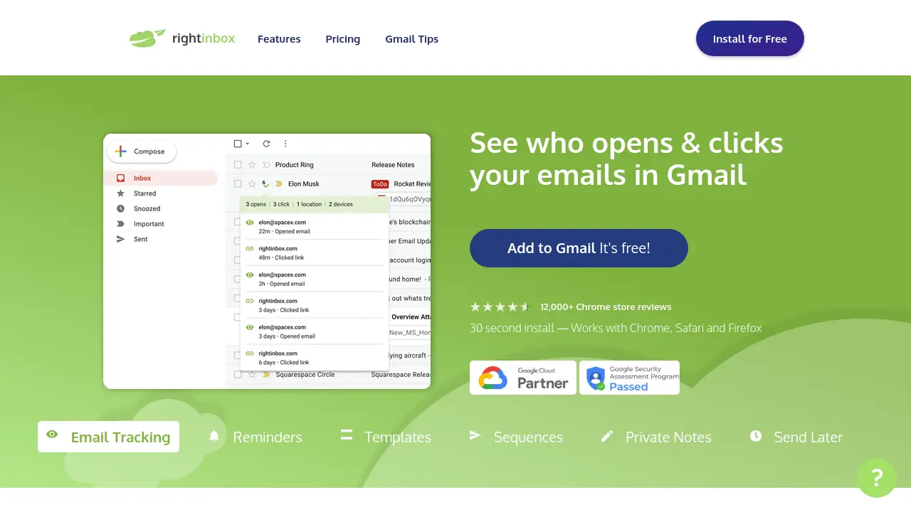 Screenshot of Right Inbox