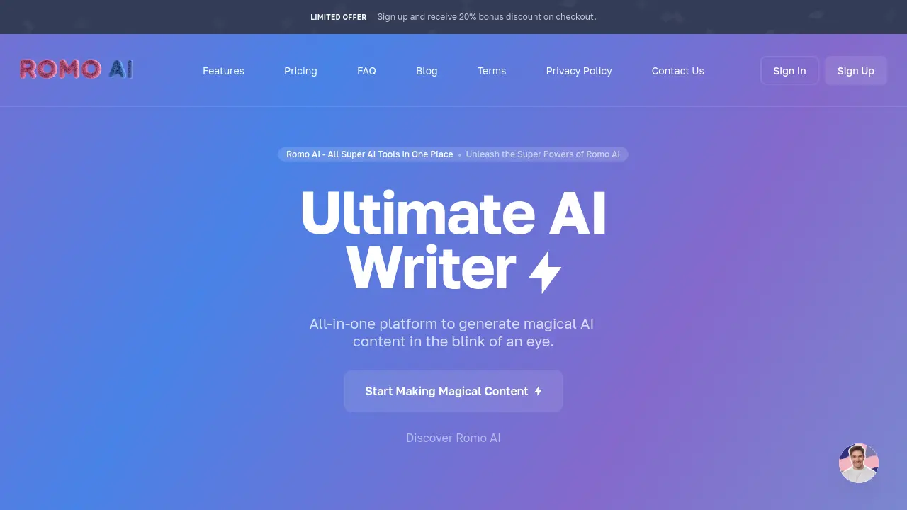 Screenshot of Romo AI
