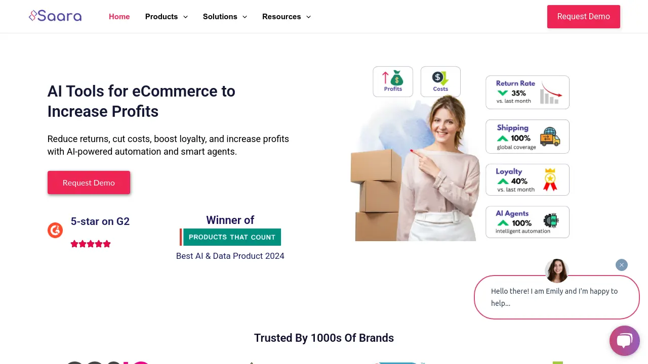 Screenshot of Saara AI for eCommerce