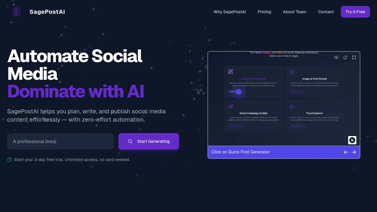 Screenshot of SagePostAI