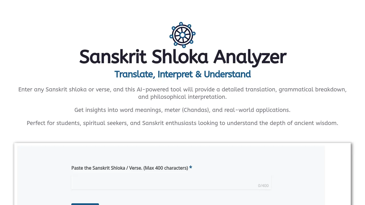 Screenshot of Sanskrit Shloka Analyzer
