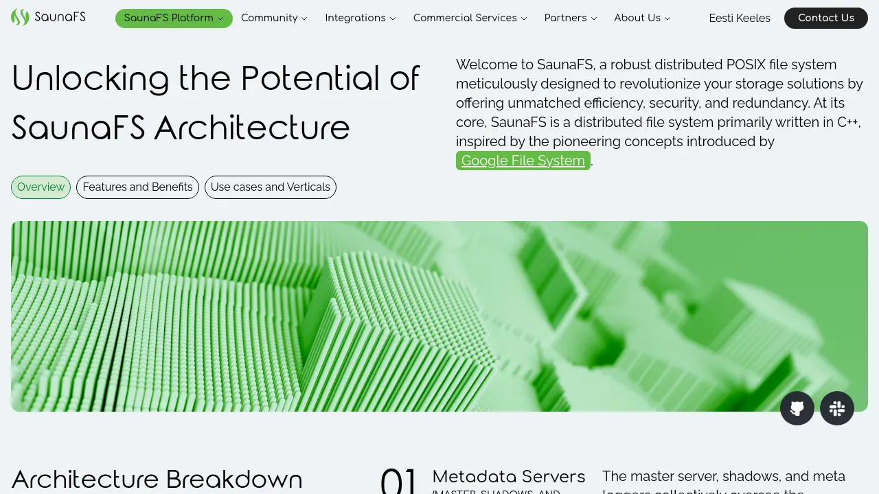 Screenshot of SaunaFS Platform