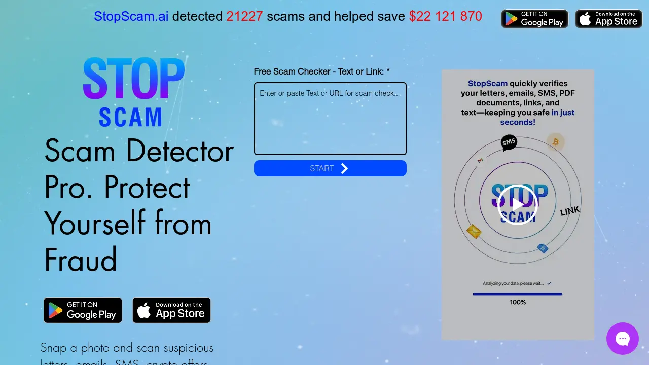 Screenshot of Scam Detector Pro