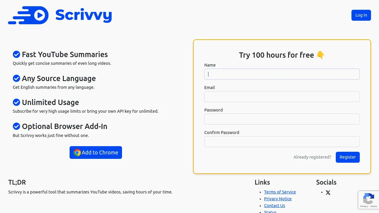 Screenshot of Scrivvy