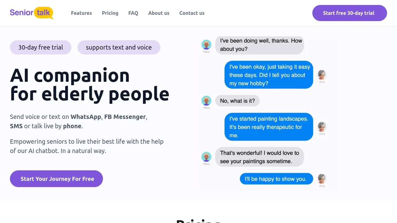 Screenshot of SeniorTalk