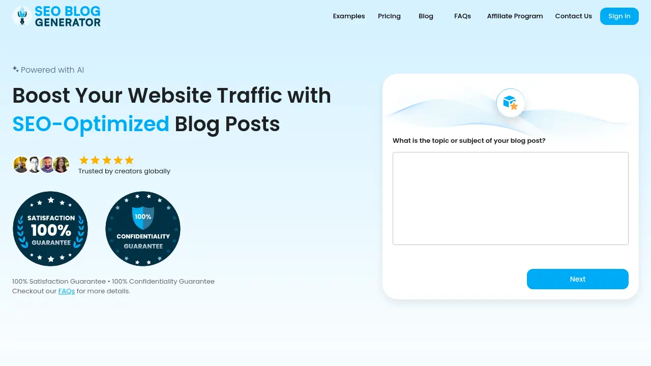 Screenshot of SEO Blog Generator