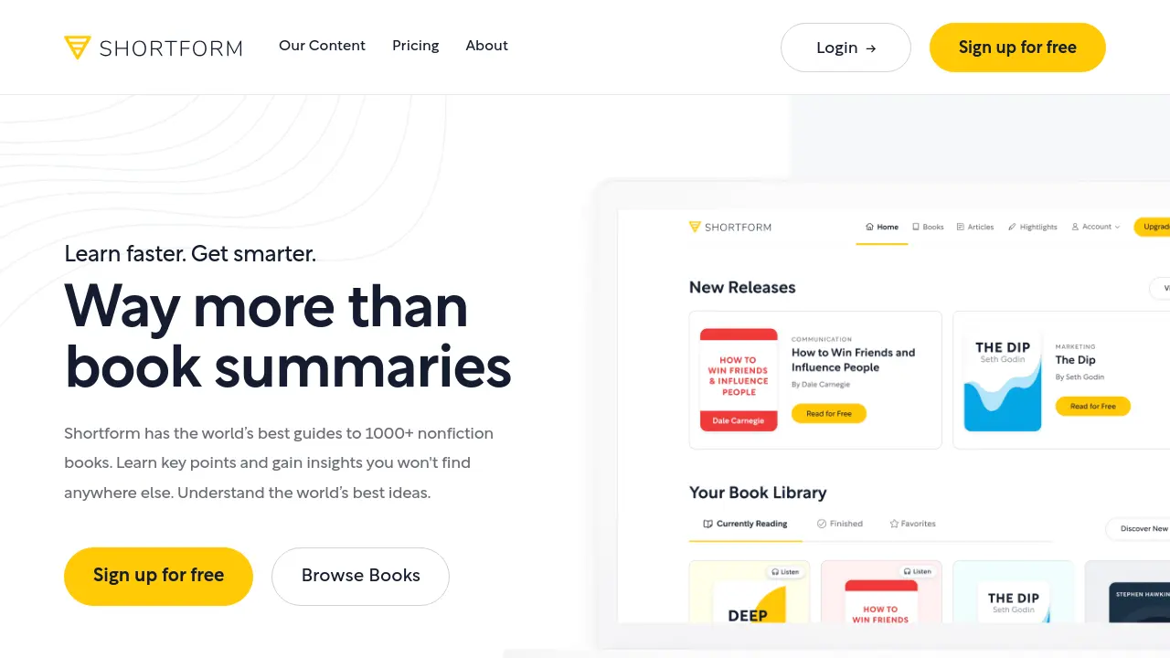 Screenshot of Shortform