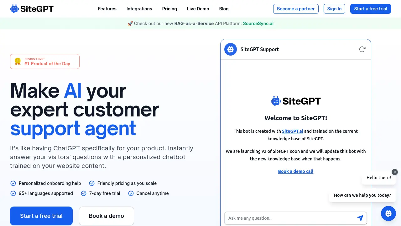 Screenshot of SiteGPT