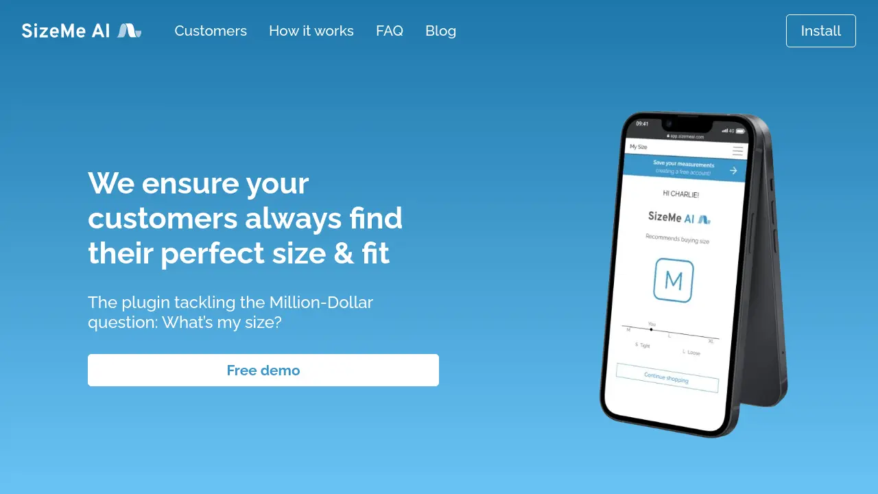 Screenshot of SizeMe AI