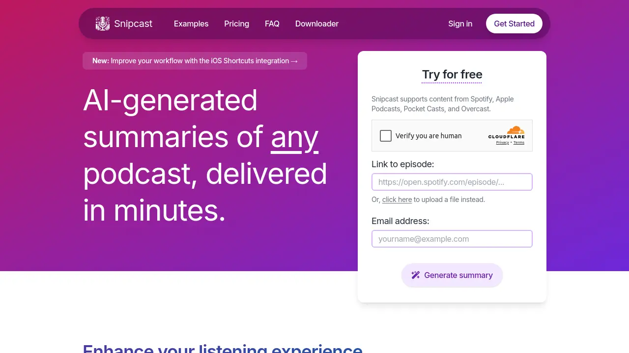 Screenshot of Snipcast