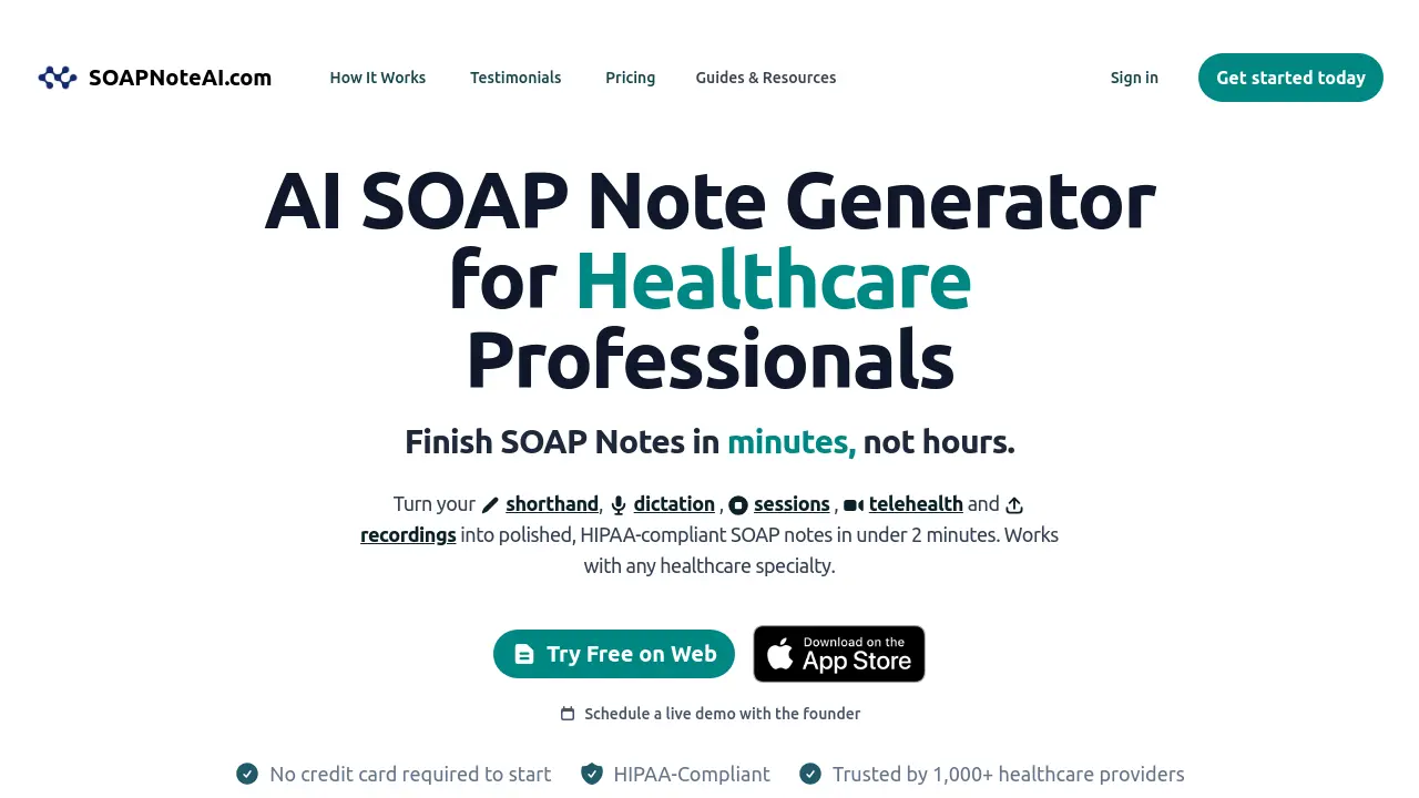 Screenshot of SOAP Note AI