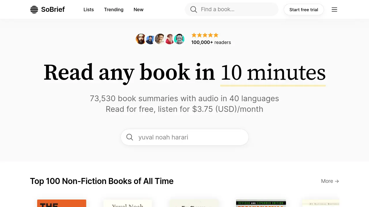 Screenshot of SoBrief