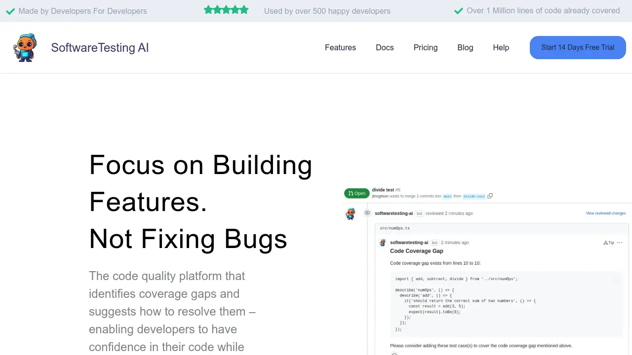 Screenshot of SoftwareTesting.ai